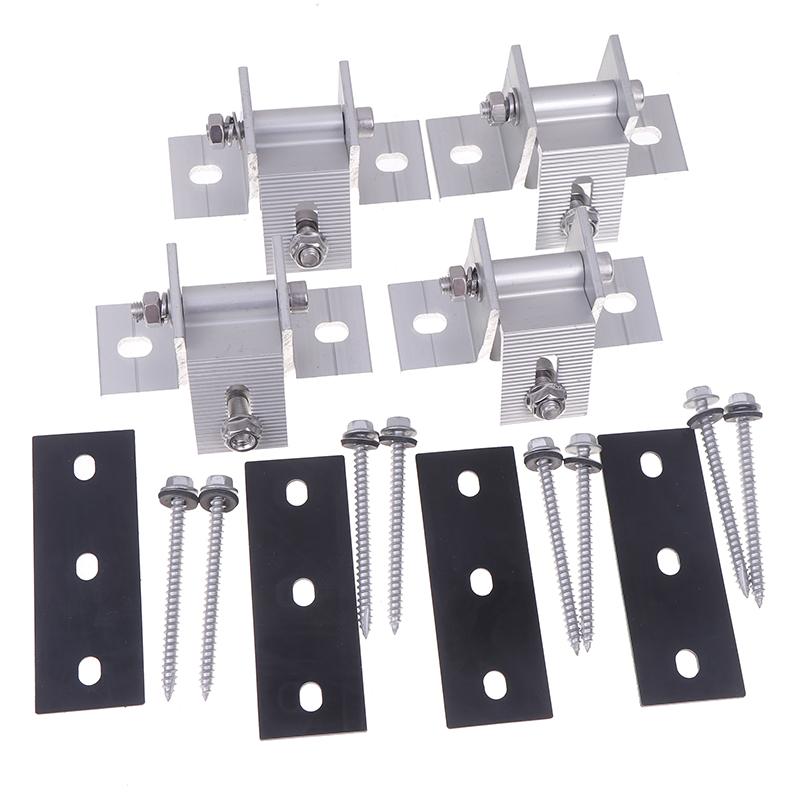 4Pcs Solar Panel Rotatable Elevation With Angle Bracket Roof Mounting Attachment Solar Panel Brackets Tilt Mounting Rail Support
