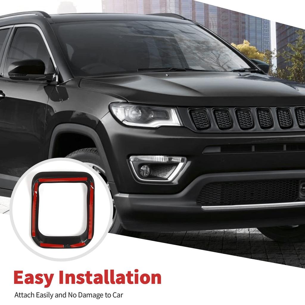 7pcs Front Grille Insert Grille Cover Trim Accessories Compatible with Jeep Compass 202120222023 (Black)