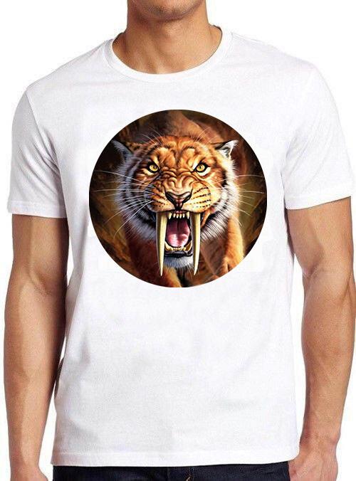 Sabertooth Tiger Dinosaur Saber Tooth Jaguar Jurassic Park Animal T Shirt M683 L