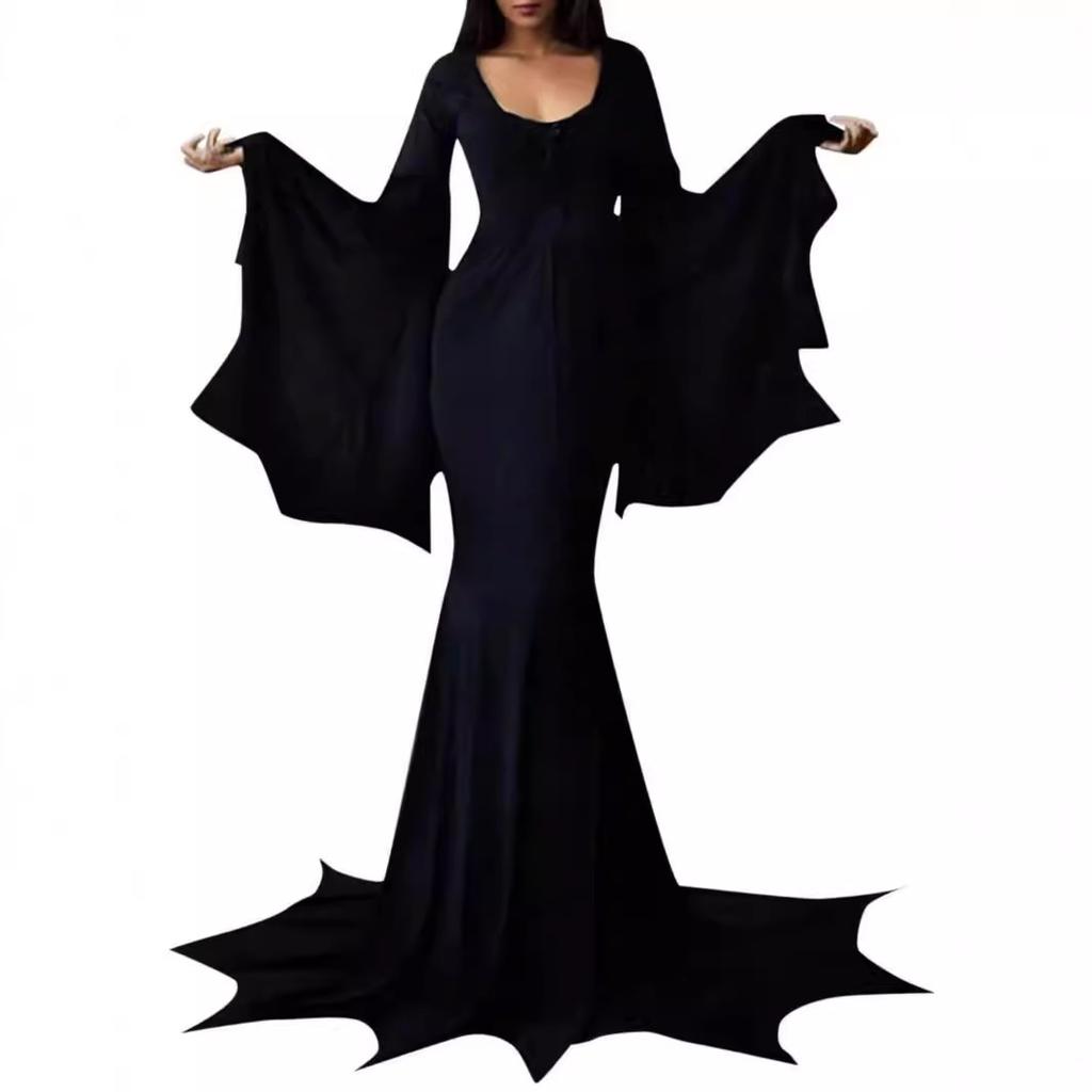 New Autumn Halloween Party Role-Play Witch Costume Gothic Dress Long Maxi Dress