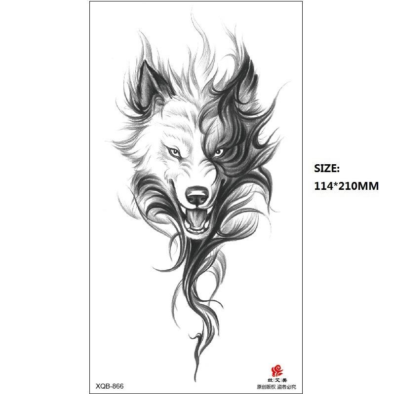 

Мужская благоприятная наклейка с изображением животного, нарисованная вручную, цветная, временная, водонепроницаемая, имитация татуировки 114*210MM