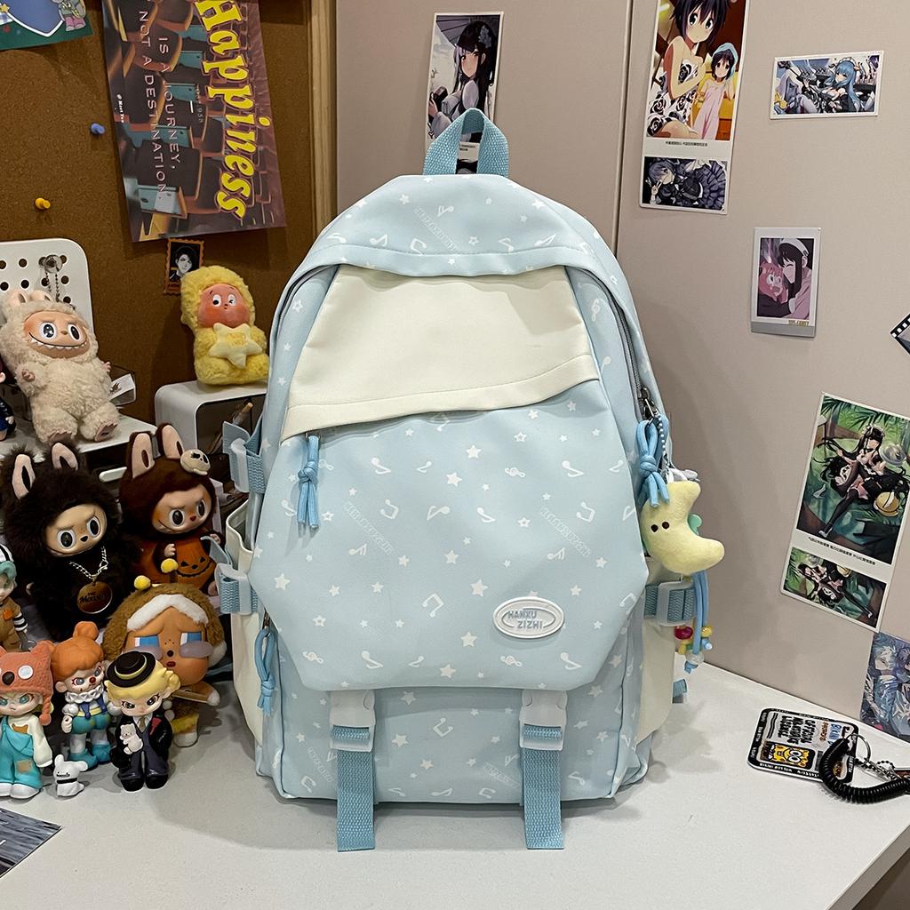 Korean niche design girl contrast backpack light college student high school student backpack women's commuter travel bag