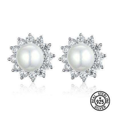 Pendientes de perlas de agua dulce, joyería de compromiso para boda, pendiente clásico de Plata de Ley 925, joyería fina Vintage para mujer