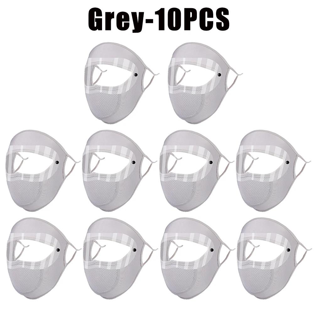 UV Protection Black White Double Lenses Full Face Sunscreen Mask Cool Breathable Thin Ice Silk Mask Outdoor Riding Goggles Mask