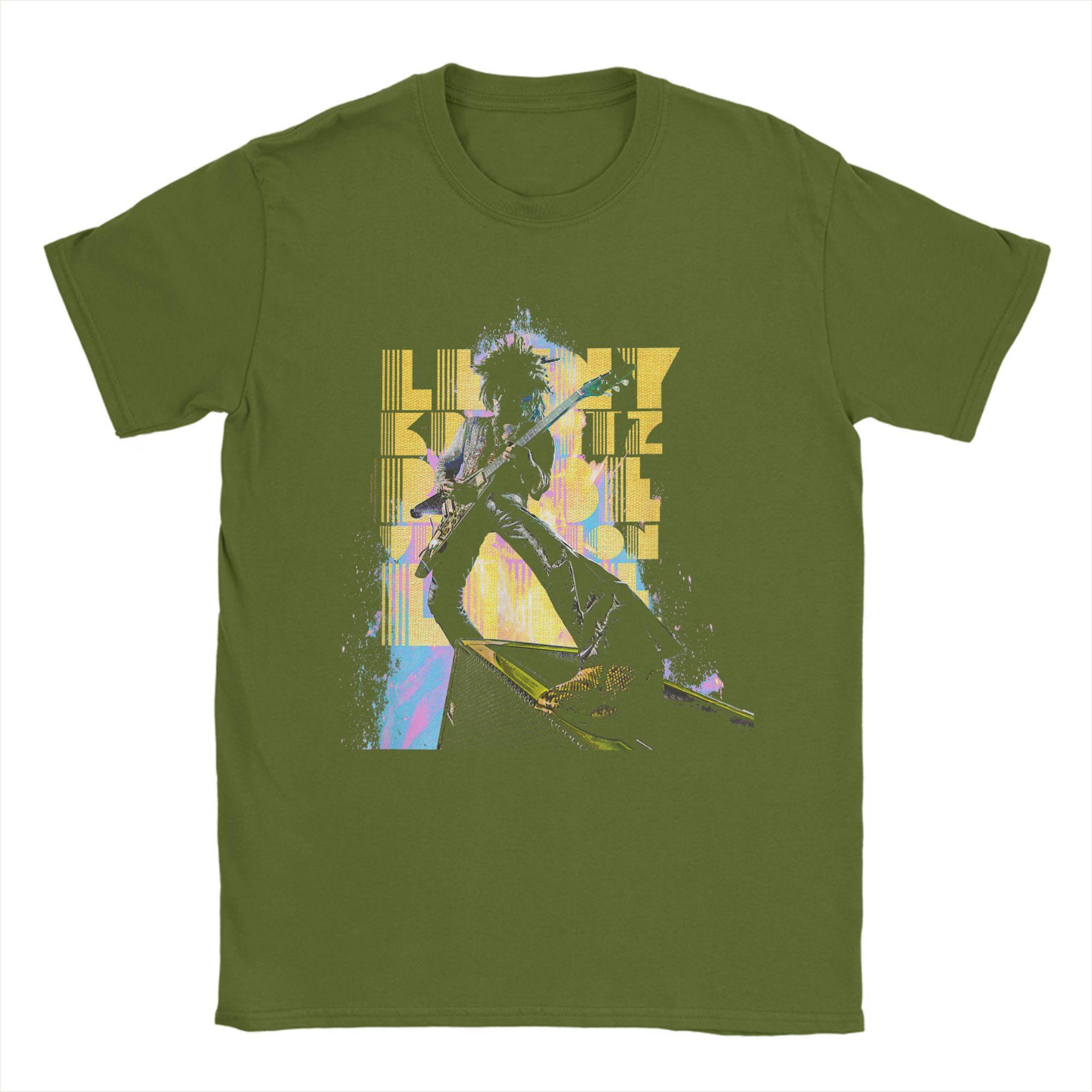 

Смішні футболки з живим фото Ленні Кравіца для чоловіків, футболка з круглим вирізом з чистої бавовни, футболка рок-співака з коротким рукавом, графічний мерч XXXXL армія зелений колір