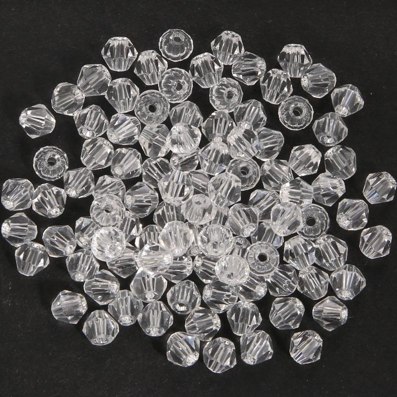 100Pcs 4MM Glass Bicone Shaped Beads Faceted Crystal Beads for for Jewelry Making Bracelet Nacklace Earrings DIY Beading 4MM-100PCS