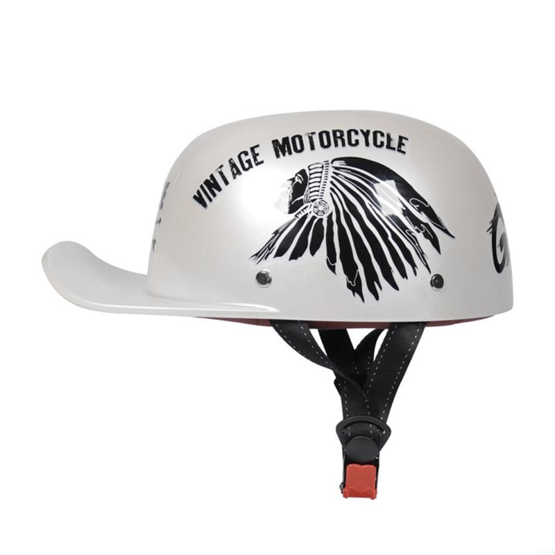 U2JA Baseball Cap Helmet Motorcycle Vintage Retro Helmets Summer Open Face Scooter Cruiser Chopper Gangster for Men Women Kid