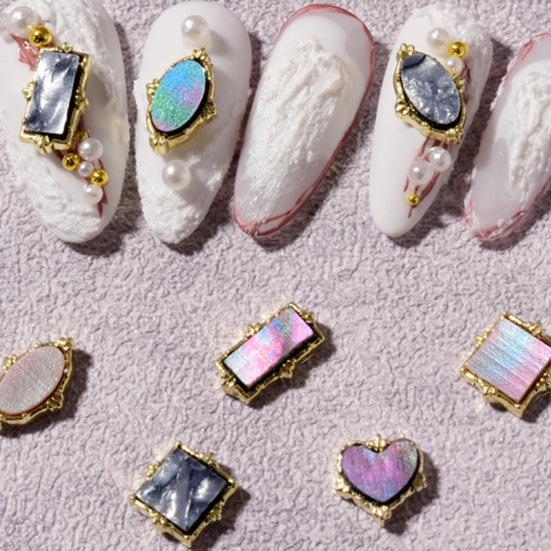 10Pcs/Set Nail Ornament Luxury 3D Effect Colorful Alloy Fritillary Symphony Nail Rhinestones for
