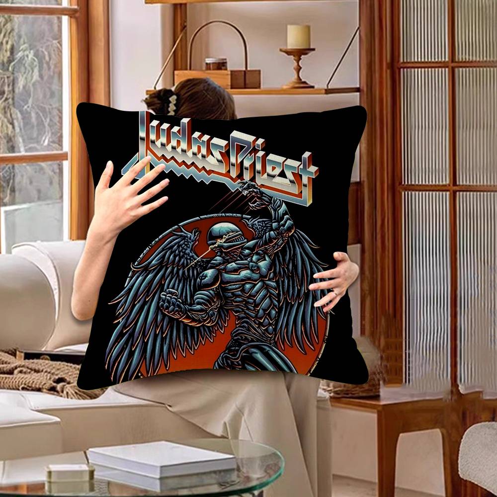 Donkere Heavy Metal Band J-Judas P-Priest Kussen Cadeaus Huis Kantoor Meubilair Slaapkamer Bank Auto Kussenhoes Hoes 45x45cm