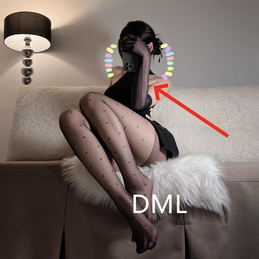 Domila Polka Dot Jk White Silk Love Black Stockings Women's Spring and Summer Thin Sweet Bow Milk White Pantyhose