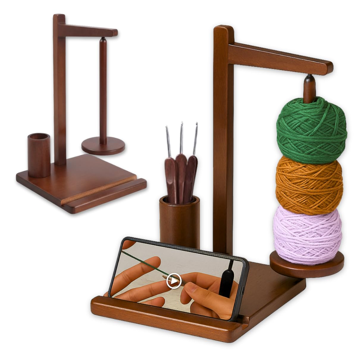SALUDABLE Пряжа Вращающийся и Портативный для и Держатель для Спиц, Вязание, Крючком, (коричневый)