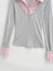 Women's College-Style Faux Two-Piece Striped Patchwork Slimming Long-Sleeve Lapel T-Shirt, Autumn/Winter Korean Style.