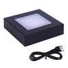 8x8 LED Multi-color Crystal Lamp Holder with 3D Laser Carved Square Body and Black Silver Base