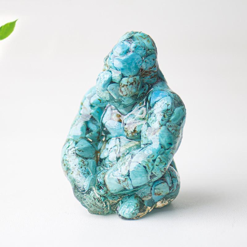 Statue de Gorille en Résine avec Pierres de Cristal Naturelles Pour Décoration de Bureau Cadeau Pour Amis