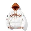 Giacca Imbottita in PU e Cotone Invernale Larga con Toppa Ricamata Collo Baseball Cappotto per Coppie Adolescenti