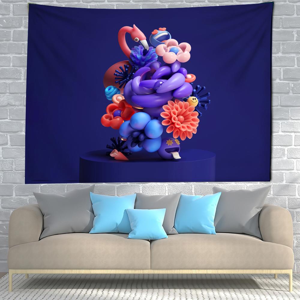 Fresh and Cute Cartoon Tapestry Background Cloth Wall Hanging Beach Mat Room Aesthetic Decoration Home Decoration Children Gift