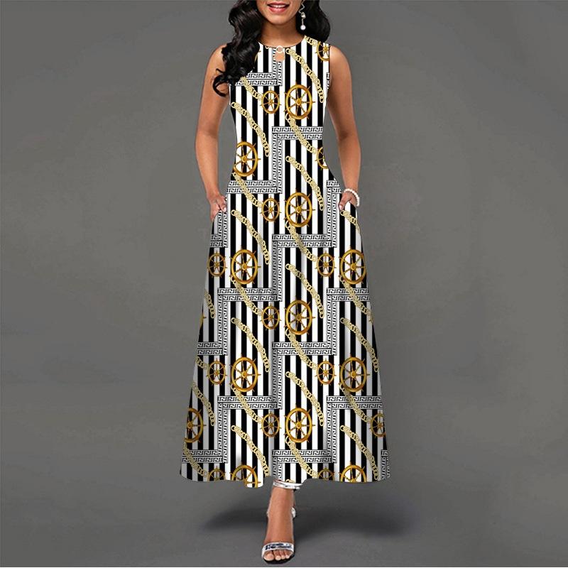 2025 New Fashion Trend Dresses Spring Summer Printed Waist Dresses Fashion Women's