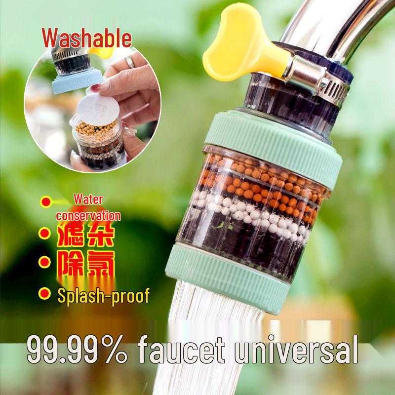 Universal 6-Layer Rotatable Faucet Filter: Detachable, Washable, Anti-Splash for Kitchen & Shower.