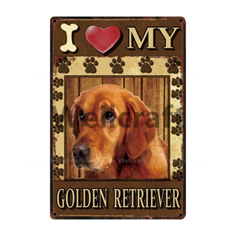 [ WellCraft ] I Love My Dog Border Collie Pug Labrador Metal Sign Tin Poster Home Decor Bar Wall Art Painting 20*30 CM Sizer  L6