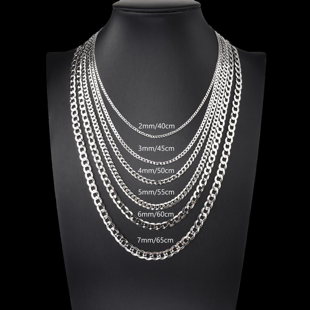 925er Sterlingsilber Kubanische Gliederkette Halskette Massive Silber Panzerkette für Herren Damen Hip Hop Schmuck