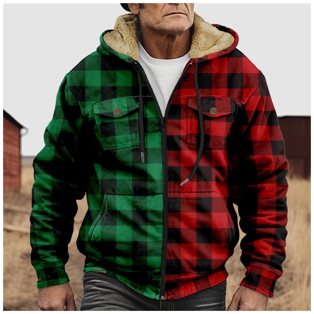 Men's Personalized Casual Printing Long Sleeve Zipper Sweater Thick Cotton Suit Winter