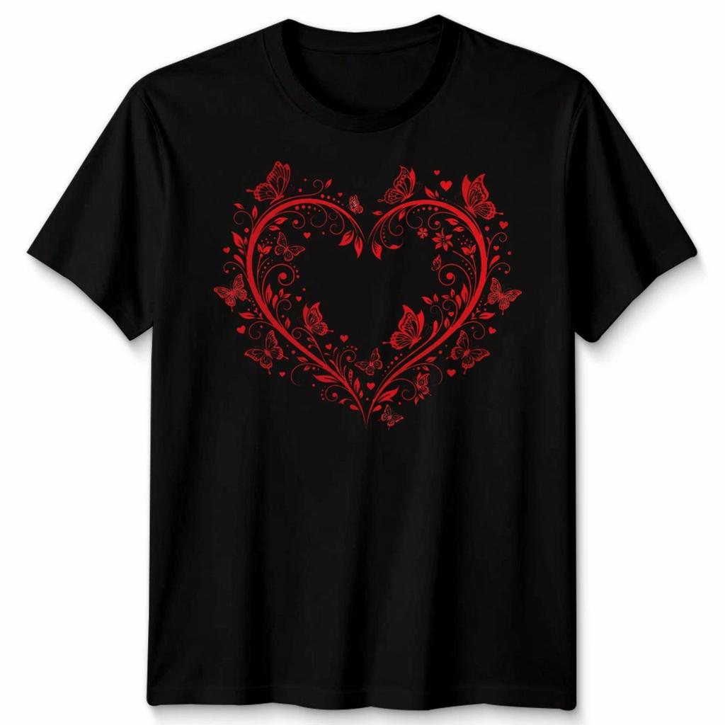Filigree Heart Butterfly Valentines Day Occasions Men’s Women’s Graphic Tee