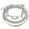 Trendy European and American Accessories: Multi-layer Snake Bone Chain Bracelet Set, Creative Vintage 3-piece Golden Chain Bracelet for Women.