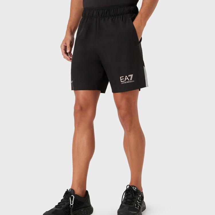 Emporio Armani EA7 Logo Print Straight Leg Sports Casual Shorts Men Shorts Black 8NPS07-PN6TZ-1200
