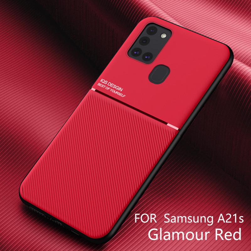 Car Magnetic Holder Case For Samsung Galaxy A21S A 21S Slim Leather Texture Matte Cover For Galaxy A21 S A 21 51 71 M30S Coque