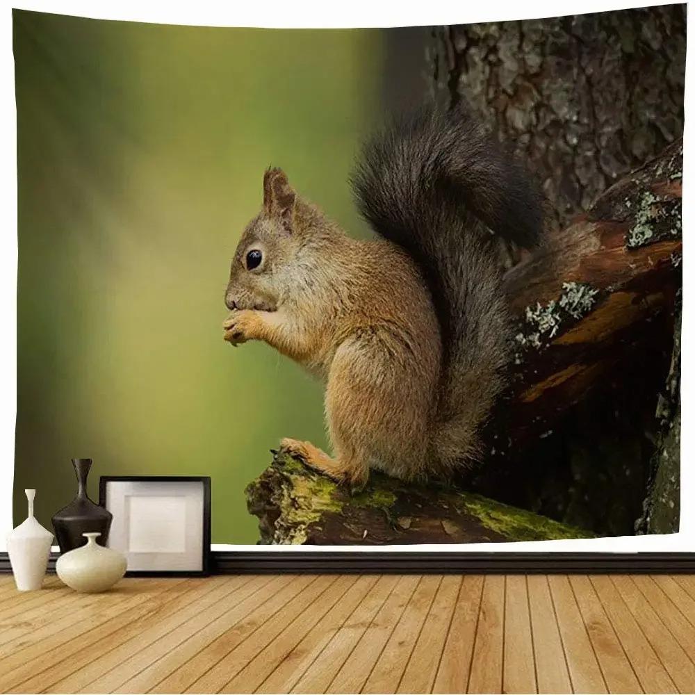 Niedlicher Eichhörnchen Wandteppich Büro Wohnzimmer Dekoration Zuhause Wandteppich