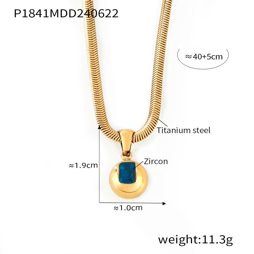 

316L Stainless Steel Snake Bone Chain Necklace for Women Fashion Colorful Zircon Ball 18K Gold Plated Pendant Necklace Zircon 45cm