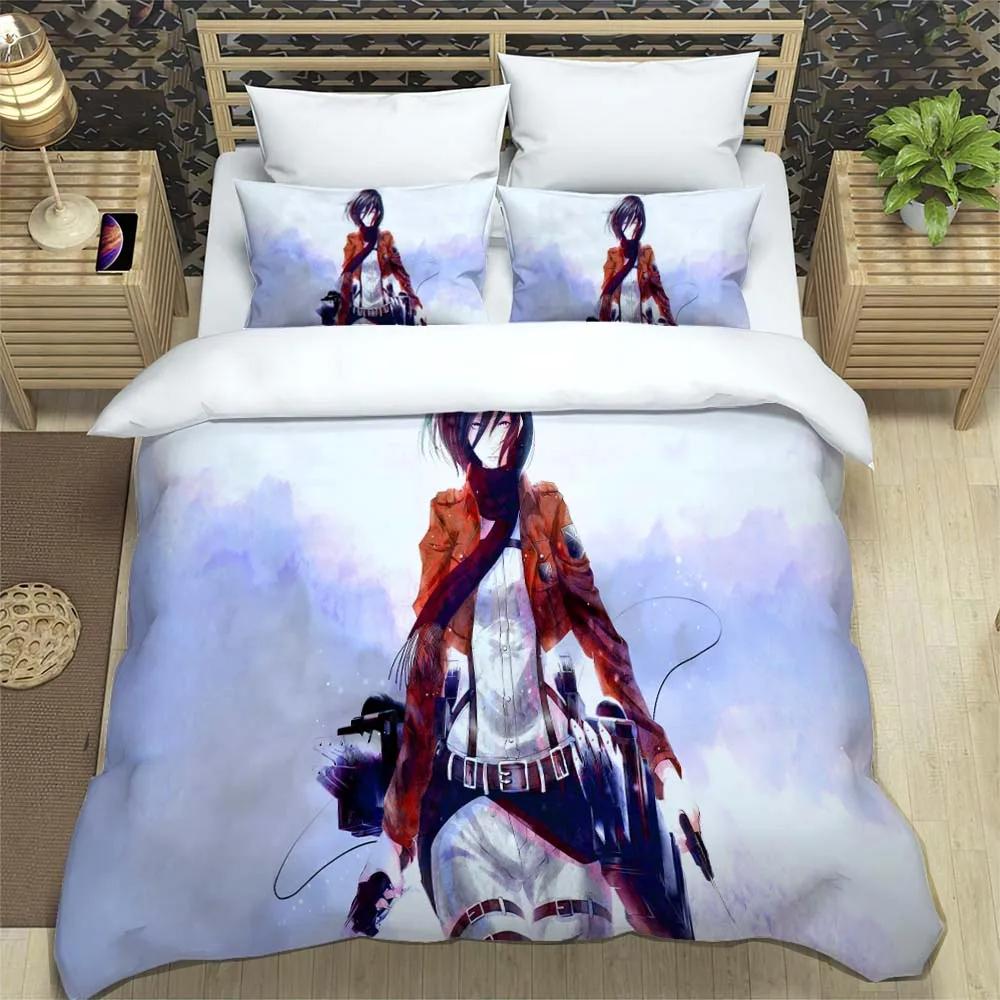 Attack on Titan Sada povlečení z polyesteru s potiskem Povlak na polštář měkký a pohodlný Přizpůsobitelný