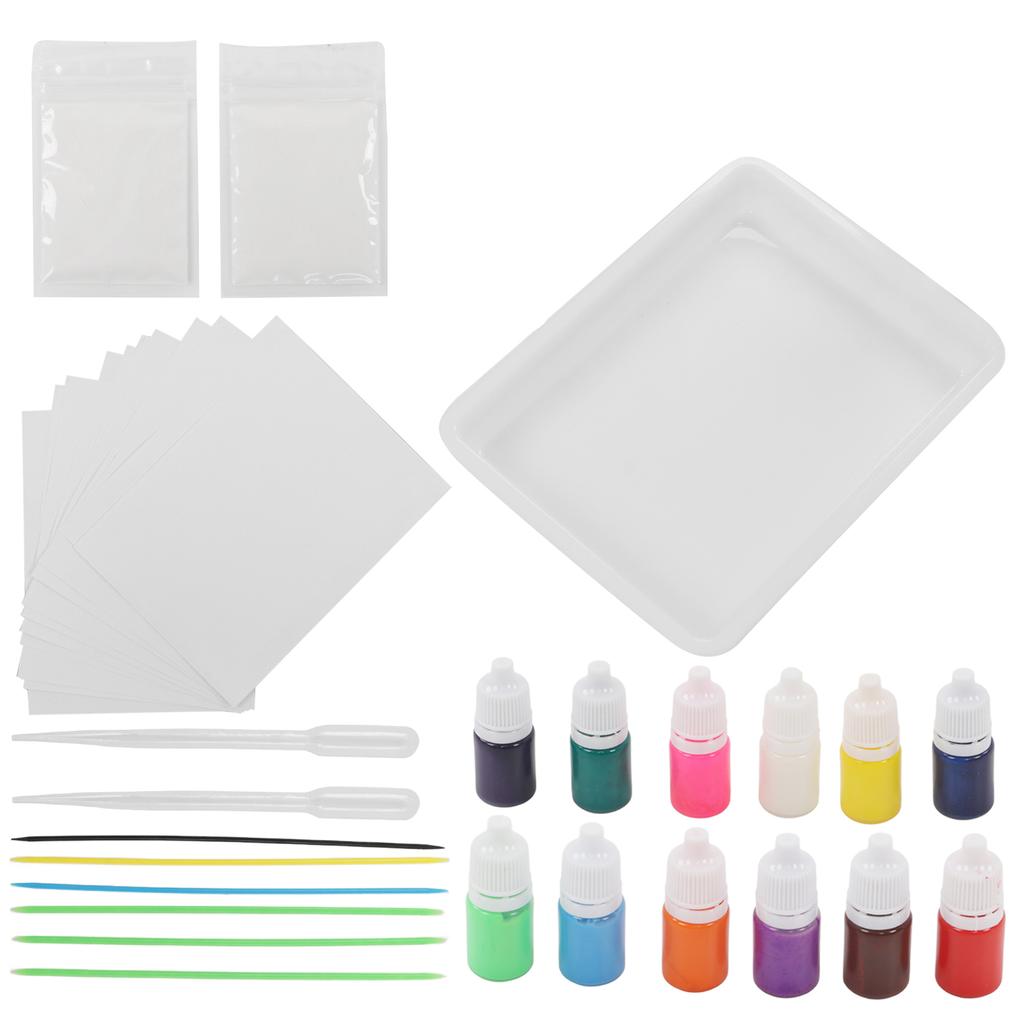 Marbling Paint Art Kit 12 Colors 6ml DIY Painting Mineral Pigments Interesting Relaxing Portable