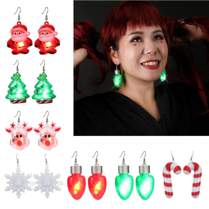Christmas Party Earrings LED Lights Christmas Tree Glowing Dangler Glow in the Dark Snow Eardrop Easter Present Gift