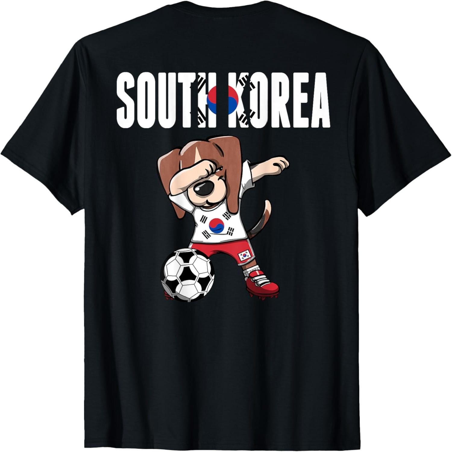 Dabbing Beagle South Korea Soccer Fans Jersey Korean Flag T-Shirt(1) S