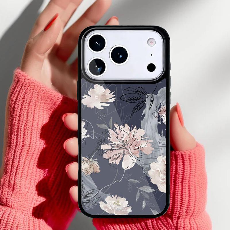 Retro Flower Leaves Graffiti Phone Case for iPhone 17 Air 16e 15 14 13 Pro Max Back Cover for 12 11 Pro Coque