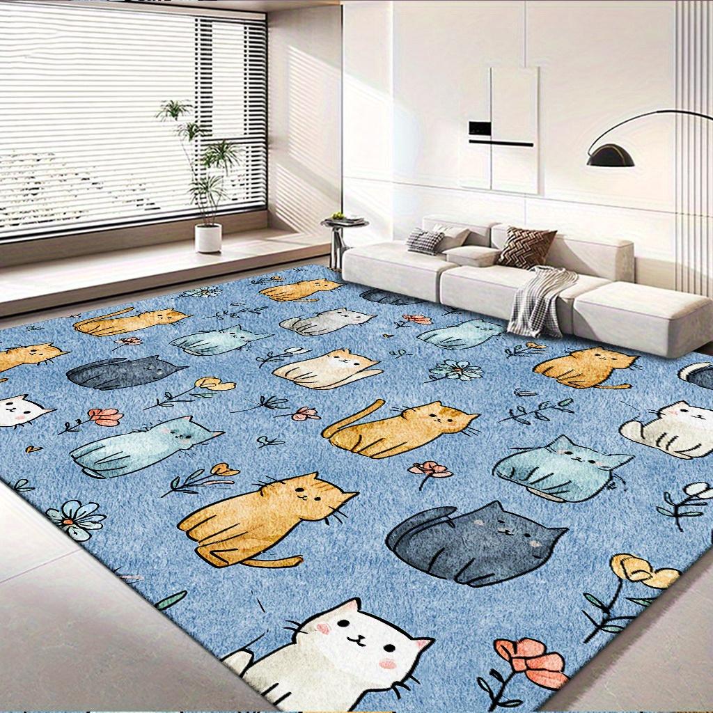 

VIKAMA Cartoon Cute Cat Carpet Blue Large Area Rugs Easy To Clean Doormat Rug For Bedroom Carpet For Live Room Home Decor 50X80CM (1.6X2.6FT