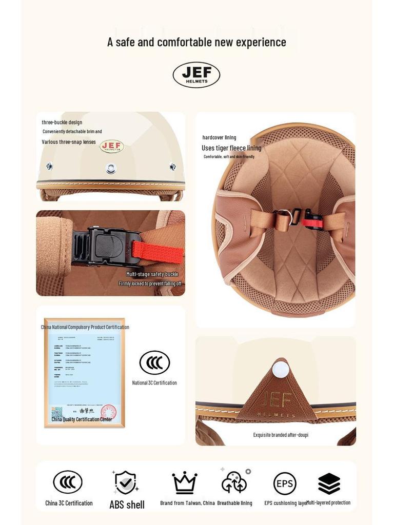 JEF Taiwan Retro Lightweight Helmet: 3C Certified for Summer, Unisex.