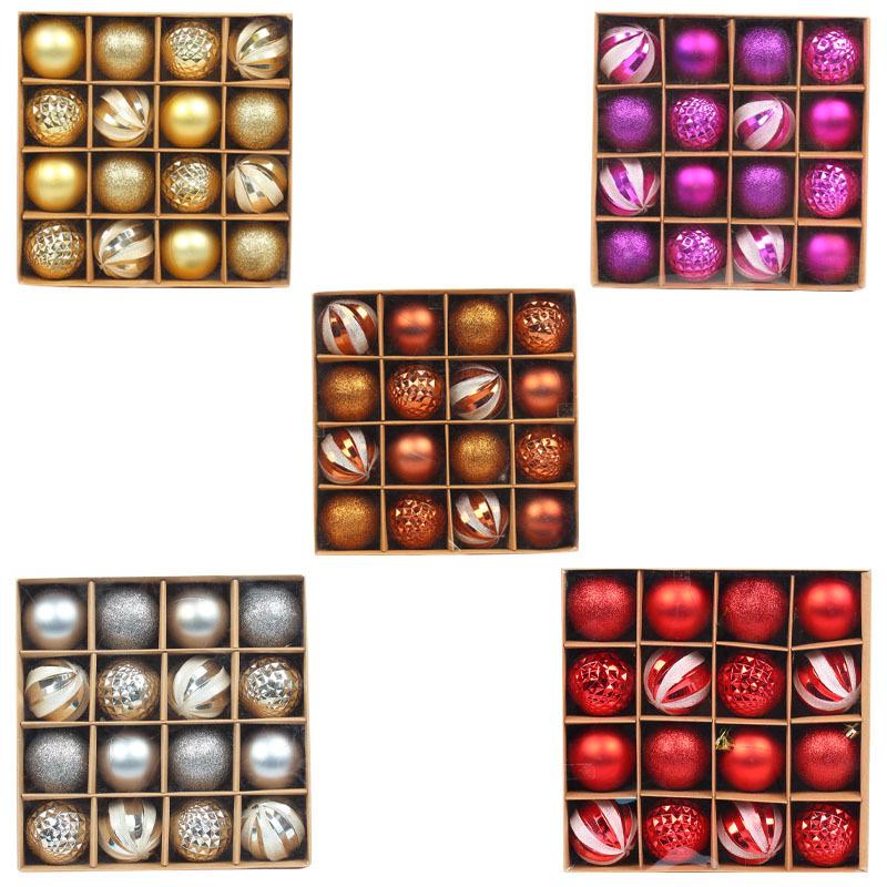 Christmas Glitter Painted Plastic Balls Set - Festive Decor Supplies Boxed