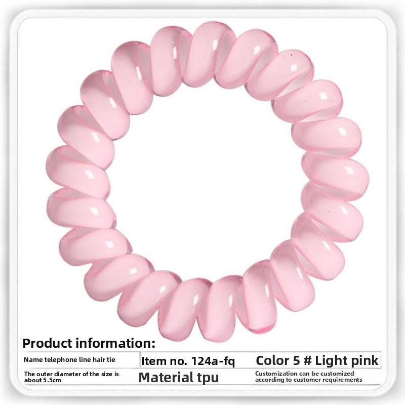 

Пластиковый высокоэластичный пружинный браслет на запястье для отеля, для купания, телефонный шнур, большой, средний и маленький, телефонная линия, спираль для волос светло-розовый