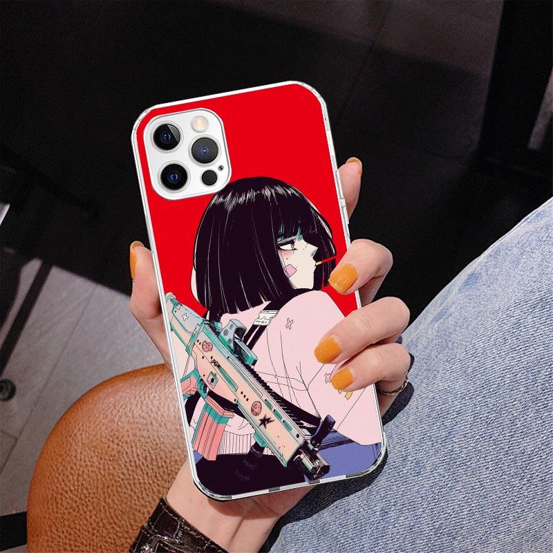 Japanese Style Anime Girl Phone Case For iPhone 17 Air 16 Pro Max 16E 15 + 14 Plus 11 12 13 Mini 7 8 SE Gift Print Cover Fundas