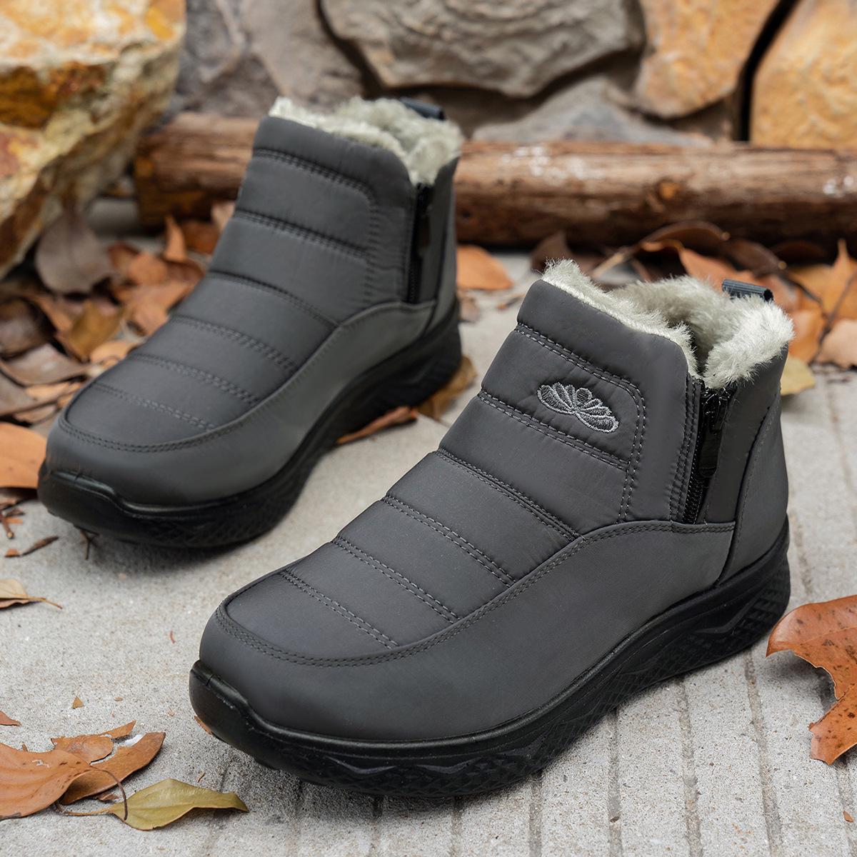 

Unisex 2025 Winter Snow Boots: Thick-Soled, Fleece-Lined Cotton for Women, Large Size. 39 сірий колір