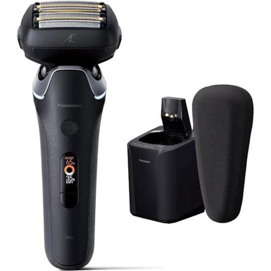 Panasonic Shaver Lambda Dash PRO 6-Blade Fathers Day Mens Electric Razor AI+ Fully Automatic Cleaning Charger ES-L690U-K Craft Black