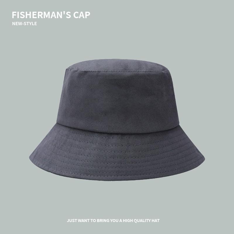 Solid color bucket hat for men and women four seasons versatile big eaves sunshade basin hat outdoor UV protection face small sunscreen hat