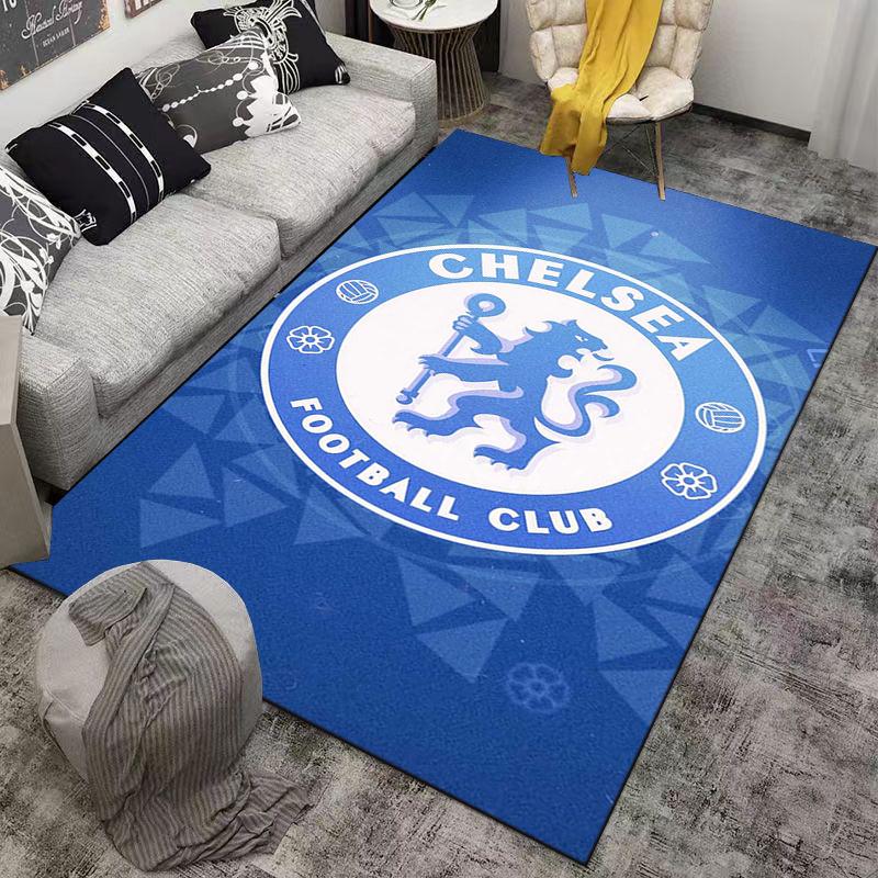 Blue Chelsea Football Club Carpet with Lion Logo Design Decor Rug Suitable for Use As an Anti-slip for Living Room Bedroom Sofas