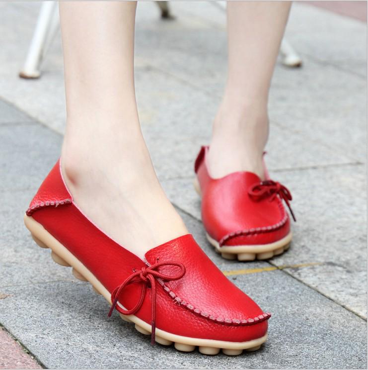 Casual Women's Single Shoes, Mother Shoes, Flat-bottomed Peas Shoes, Nurse Shoes, Lace-up Tendon Low-top Shoes