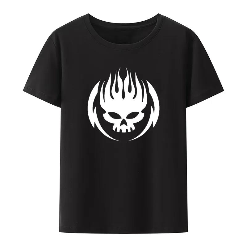 Flame Skull Head Punk Print TShirt Women And Unisex The Offspring Band Hiphop Streetwear Fashion Cool Camisetas Plus Size Tops