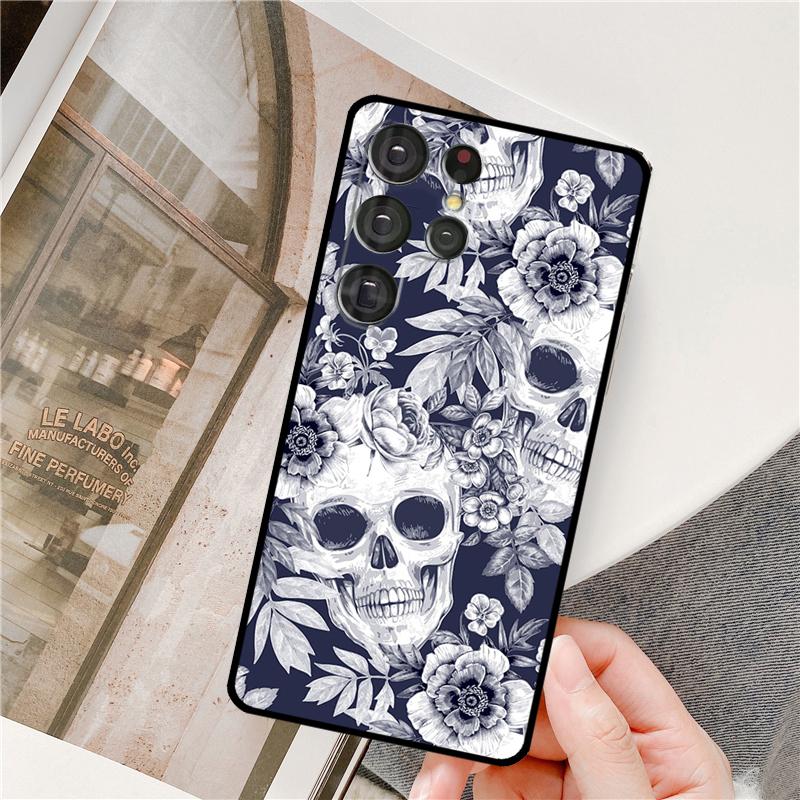 Skelett Totenkopf Kunst Handyhülle Für Samsung Galaxy S24 Ultra S9 S10 S20 S22 S21 Plus S23 FE S25 Ultra Vollabdeckung