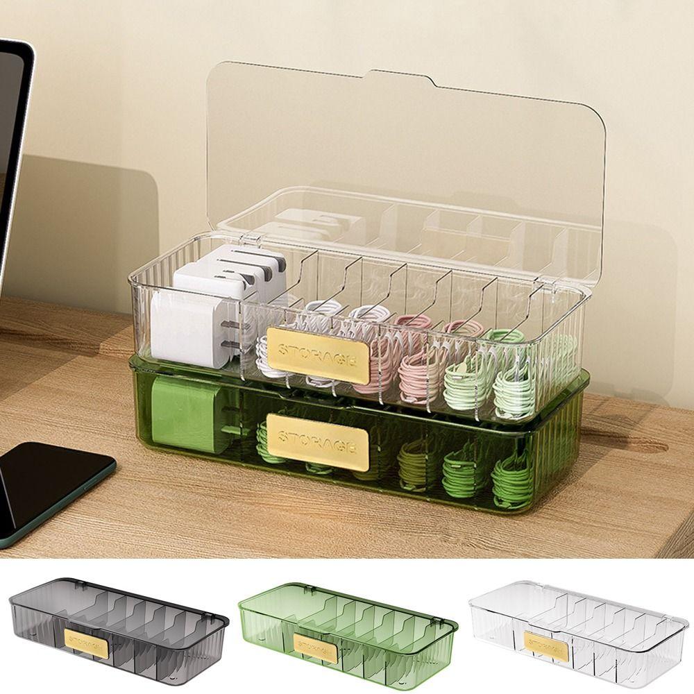 

Large Capacity Charging Cable Storage Box Plastic Data Cable Storage Case for Home