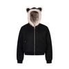 Womens Thickened Faux Suede Hooded Coat With Fur Trim Cat Ear Detail Winter Warm Outerwear
